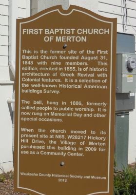 First Baptist Church Of Merton Marker image. Click for full size.