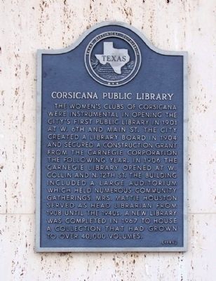 Corsicana Public Library Marker image. Click for full size.