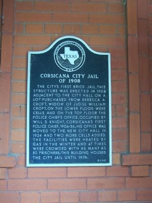 Corsicana City Jail of 1908 Marker image. Click for full size.