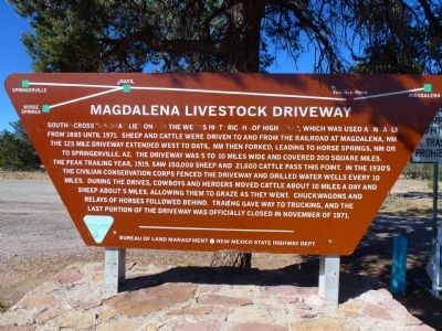 Magdalena Livestock Driveway Marker. Click for full size. Magdalena Livestock Driveway Marker image. Click for full size.