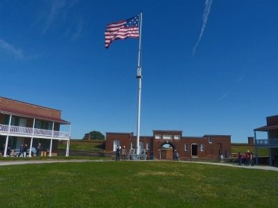 The "In Full Glory Reflected" marker can be seen behind the flagpole in this photo. image. Click for full size.
