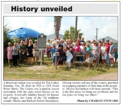 Cedars Marker Dedication in the 10/24/2012 Rockport Pilot image. Click for full size.