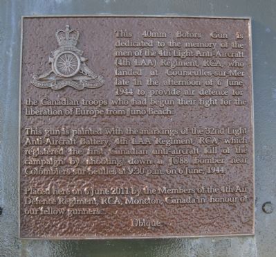 4th Light Anti-Aircraft (4th LAA) Regiment Marker image. Click for full size.