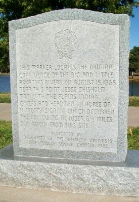 Confluence of the Big and Little Arkansas Rivers Marker. Click for full size. Confluence of the Big and Little Arkansas Rivers Marker image. Click for full size.