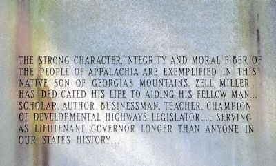 The Zell Miller Mountain Parkway Marker -- Rear image. Click for full size.