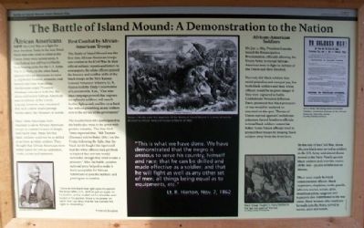 The Battle of Island Mound: A Demonstration to the Nation Marker image. Click for full size.