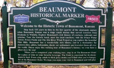 Welcom to the Historic Town of Beaumont, Kansas Marker image. Click for full size.
