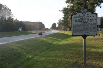 Brunswick County, Virginia Marker, westbound US 58, Pleasant Shade Drive / Governor Harrison Parkway image. Click for full size.