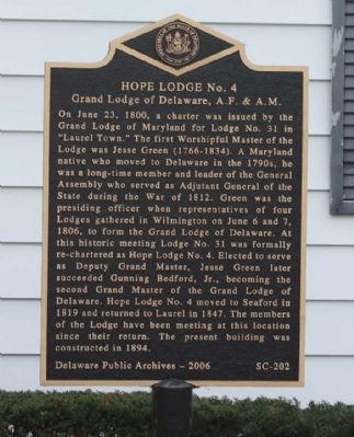 Hope Lodge No. 4 Marker image. Click for full size.