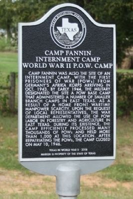 Camp Fannin Internment Camp Marker image. Click for full size.