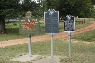 Camp Fannin Marker (center) and Camp Fannin Internment Camp (right) image. Click for full size.