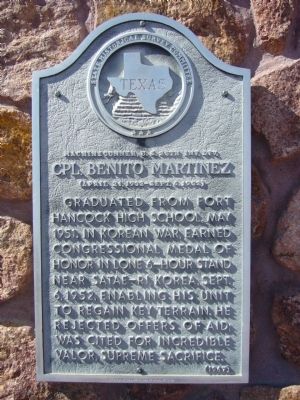 Cpl. Benito Martinez Marker. Click for full size. Cpl. Benito Martinez Marker image. Click for full size.
