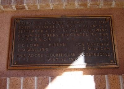Hudspeth County Courthouse Marker image. Click for full size.