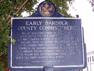 Early Barbour County Commissioners Marker. Click for full size. Early Barbour County Commissioners Marker image. Click for full size.