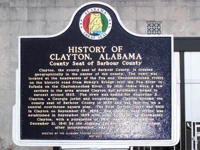 History of Clayton, Alabama Marker. Click for full size. History of Clayton, Alabama Marker image. Click for full size.