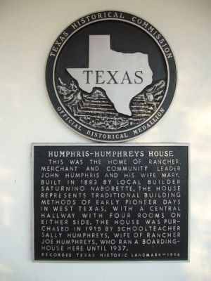 Humphris-Humphreys House Marker image. Click for full size.