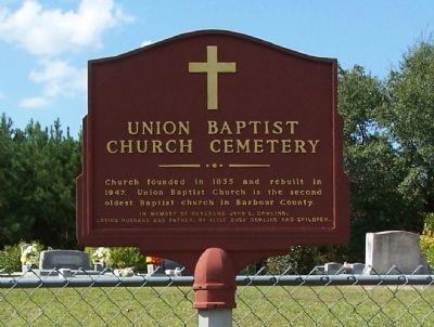 Union Baptist Church Cemetery Marker. Click for full size. Union Baptist Church Cemetery Marker image. Click for full size.