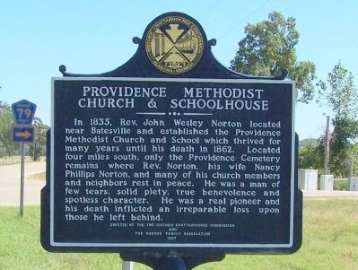 Providence Methodist Church & Schoolhouse Marker (side 2) image. Click for full size.