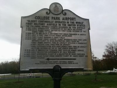 College Park Airport Marker image. Click for full size.
