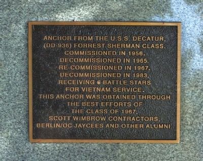 U.S.S. Decatur Anchor Marker image. Click for full size.