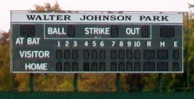 Walter Johnson Park Baseball Field Scoreboard. Click for full size. Walter Johnson Park Baseball Field Scoreboard image. Click for full size.