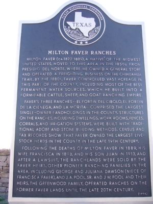 Milton Faver Ranches Marker image. Click for full size.