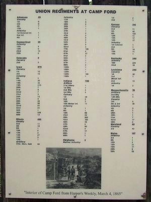 Camp Ford Confederate Guards Marker, List of Union Regiments at Camp Ford image. Click for full size.