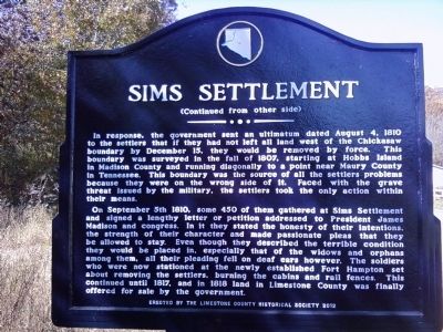 Sims Settlement Marker image. Click for full size.