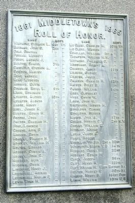Civil War plaque on front of monument image. Click for full size.