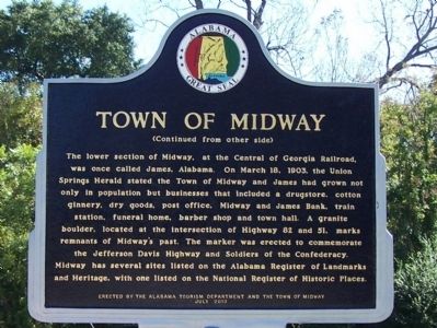 Town of Midway Marker, back image. Click for full size.
