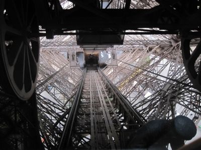 Elevator track on the Eiffle Tower. Click for full size. Elevator track on the Eiffle Tower image. Click for full size.