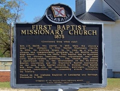 First Baptist Missionary Church 1875 Marker image. Click for full size.