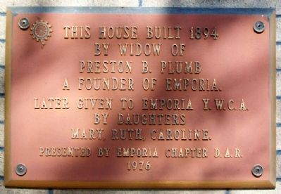 Mrs. Preston B. Plumb House DAR Marker image. Click for full size.