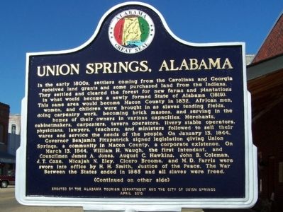 Union Springs, Alabama Marker image. Click for full size.