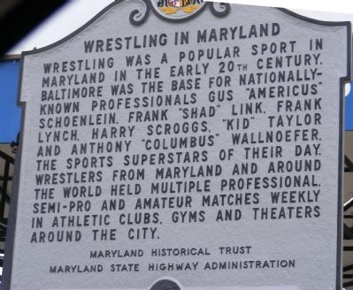 Wrestling in Maryland Marker. Click for full size. Wrestling in Maryland Marker image. Click for full size.