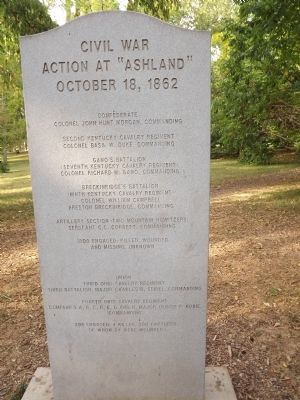 Civil War Action At "Ashland" Marker reverse. Click for full size. Civil War Action At "Ashland" Marker reverse image. Click for full size.
