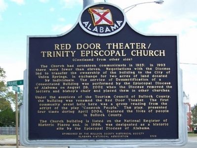 Trinity Episcopal Church/Red Door Theater Marker, back image. Click for full size.