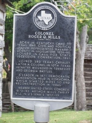 Colonel Roger Q. Mills Marker image. Click for full size.