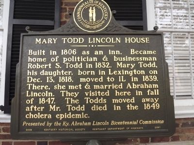 Mary Todd Lincoln House Marker image. Click for full size.
