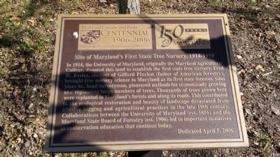 Site of Maryland's First State Tree Nursery, 1914-1950 Marker image. Click for full size.