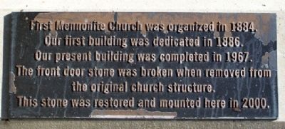 First Mennonite Church Marker image. Click for full size.