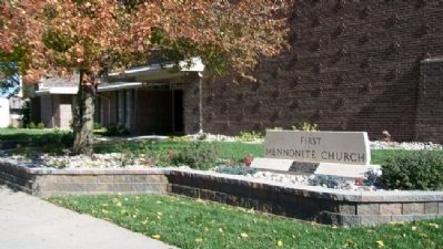 First Mennonite Church and Marker image. Click for full size.