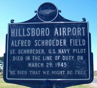 Hillsboro Airport Marker image. Click for full size.