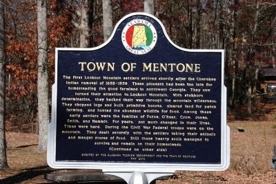 Town Of Mentone Marker (Front) image. Click for full size.