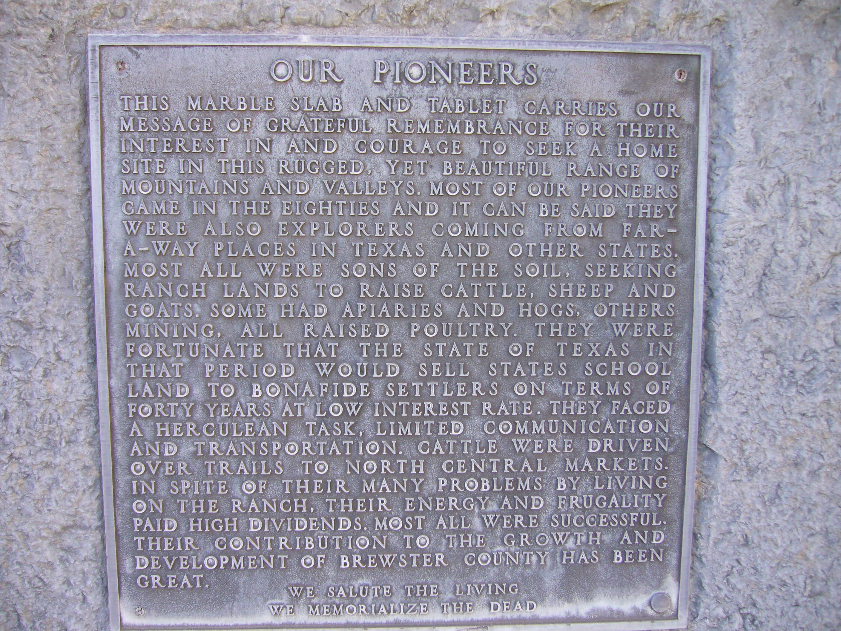 Our Pioneers Marker