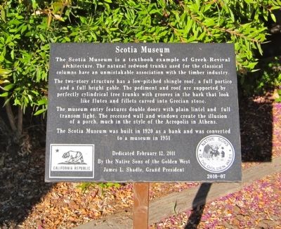 Scotia Museum Marker. Click for full size. Scotia Museum Marker image. Click for full size.