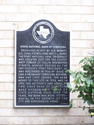 State National Bank of Corsicana Marker image. Click for full size.