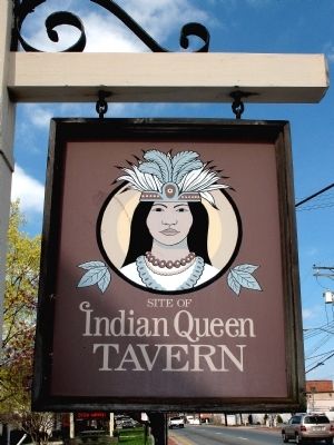 Indian Queen Tavern sign image. Click for full size.