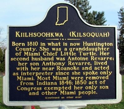 Kiilhsoohkwa (Kilsoquah) Marker (Front) image. Click for full size.