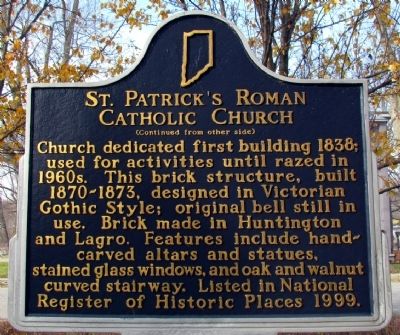 St. Patrick's Roman Catholic Church Marker image. Click for full size.